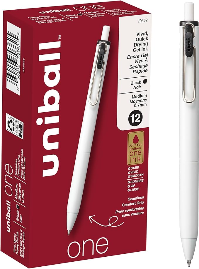 uniball uniONE Gel Pen, Retractable, Medium 0.7 mm by uni-ball
