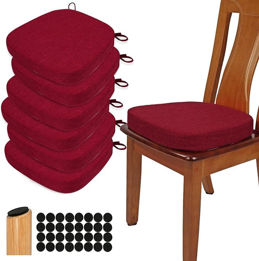 BUYUE Thickened 2.5" Dining Chair Cushions Set of 6, U-Shape High Density Foam by BUYUE