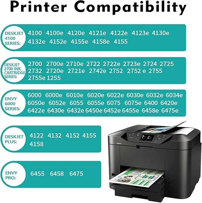Compatible -Hp Ink 67xl Black and Color Combo Pack New, Hp Envy 6455e Ink Cartridges, 67xl High Yield 3-Pack (2 Black+1 Tri-Color), for Deskjet 2700/4100, Deskjet Plus 4100/4155 (Not for HP+)-DeskLoop Office