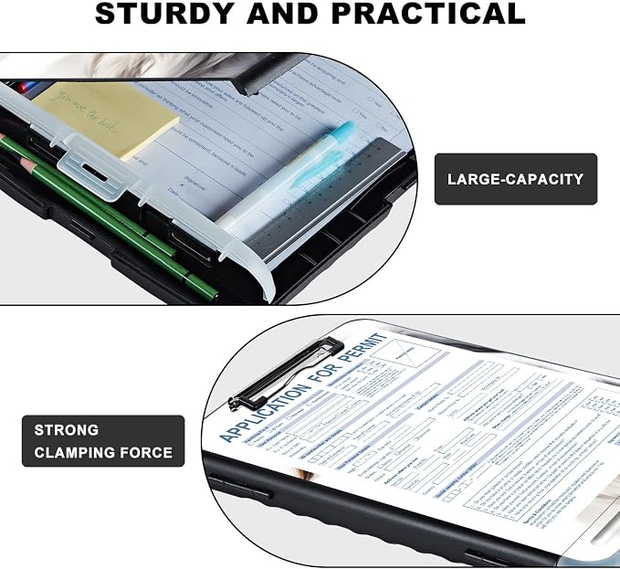 Clipboard with Storage, Heavy Duty Plastic Storage Clipboard with Low Profile - Image 3