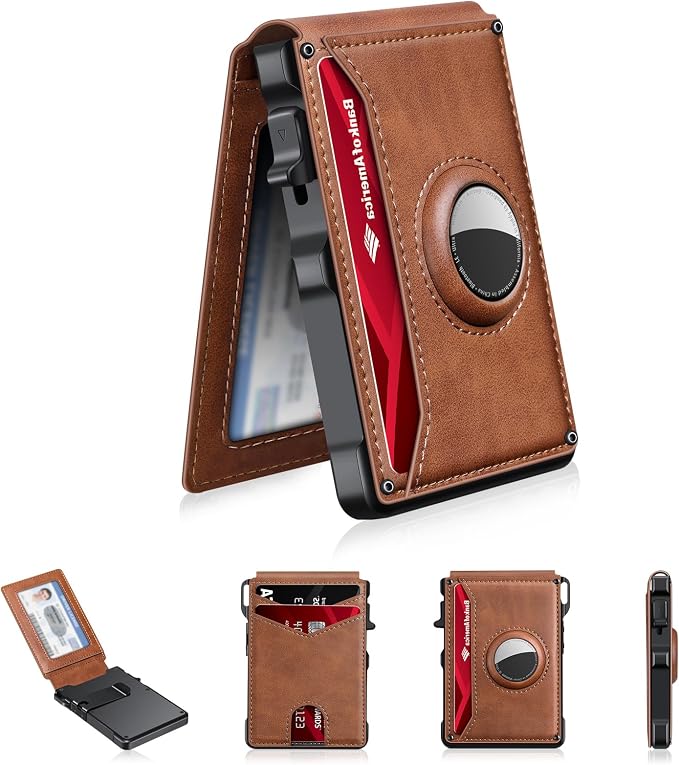 KIKVES Airtag Wallet for Men, Mens Smart Wallet for Air Tag RFID Blocking by KIKVES