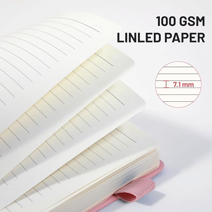 CAGIE Pink Journal Notebook for Women, 320 Pages College Ruled Notebook - Image 4
