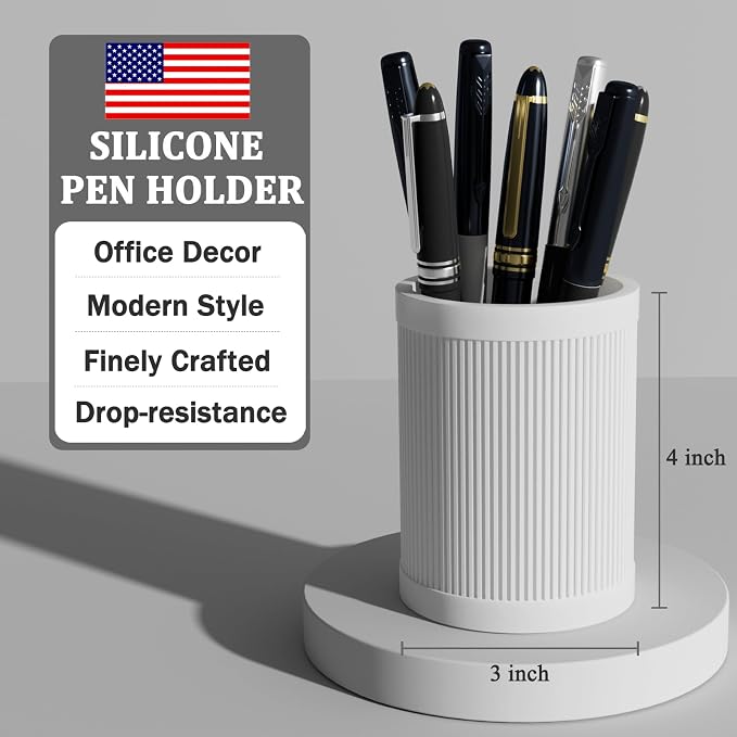 HighHerz Aesthetic Pen Holder For Desk, Modern Silicone Pencil Holder, Stylish - Image 2