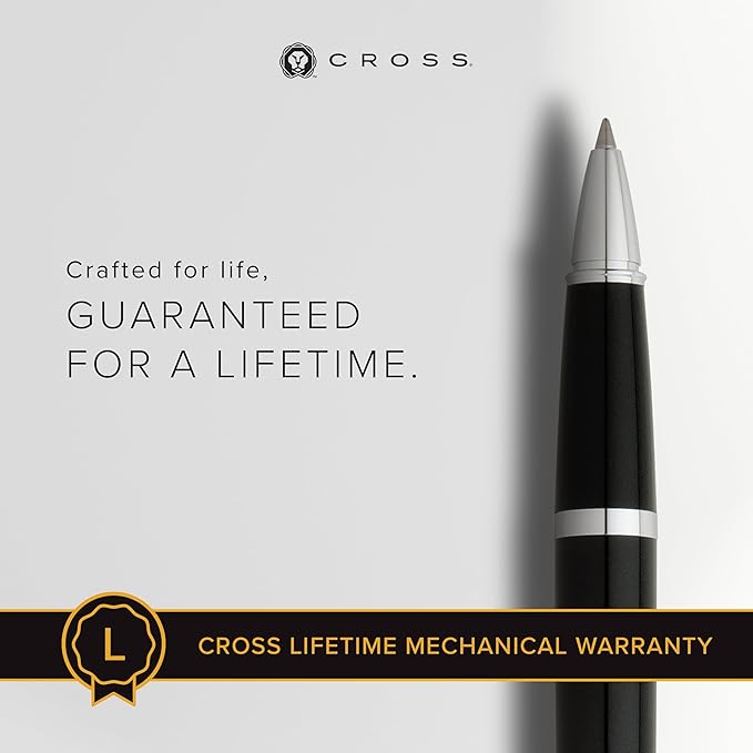 Cross Bailey Refillable Rollerball Pen Presented in a Premium Gift Box - Medium Point, Black Ink, Black-DeskLoop Office