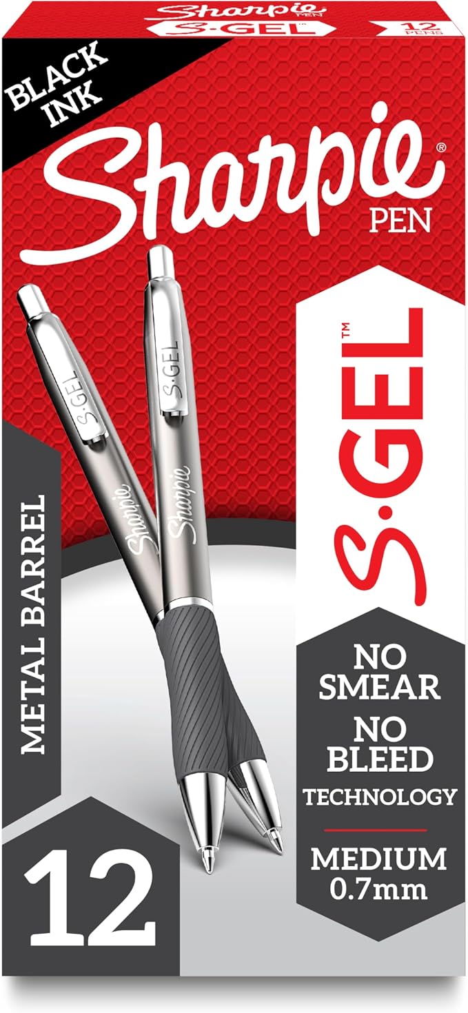 Sharpie S-Gel, Gel Pens, Sleek Metal Barrel, Medium Point by Unknown