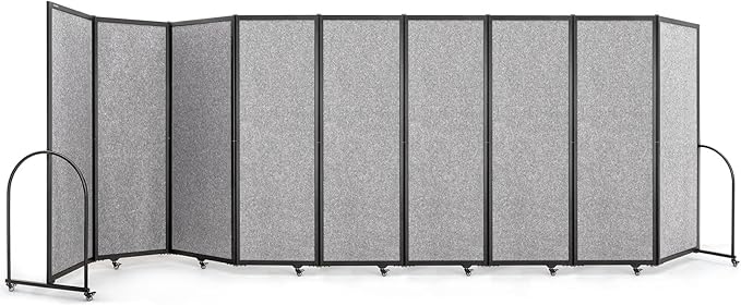 Folding Room Partition,Privacy Room Screen with Arms,Office Dividers Partition Wall,18'5"L* 6'7"H,Light Grey-DeskLoop Office