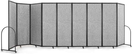 Folding Room Partition,Privacy Room Screen with Arms,Office Dividers Partition Wall,18'5"L* 6'7"H,Light Grey-DeskLoop Office