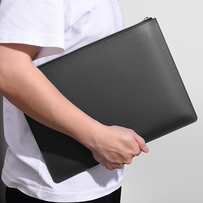 PU Leather A4 File Folder Zipper Document Holder Envelope Folder Case - Image 3