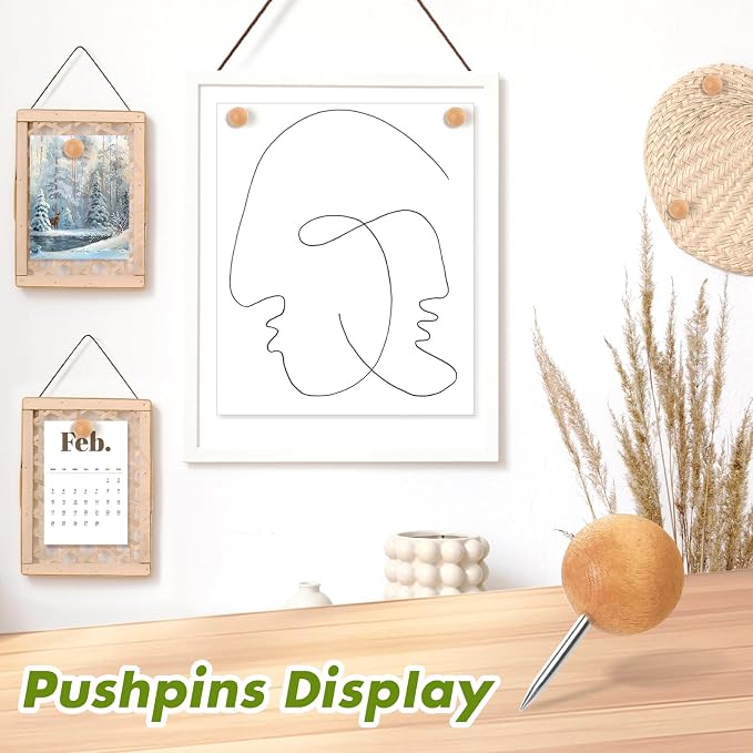 120Pcs Coffee Ball Wood Push Pins, Decorative Bulletin Board Pins, Cute - Image 6