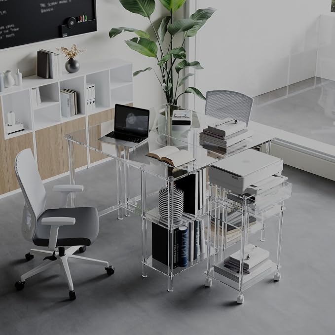 HMYHUM 40 Inch Acrylic Computer Desk - Image 6