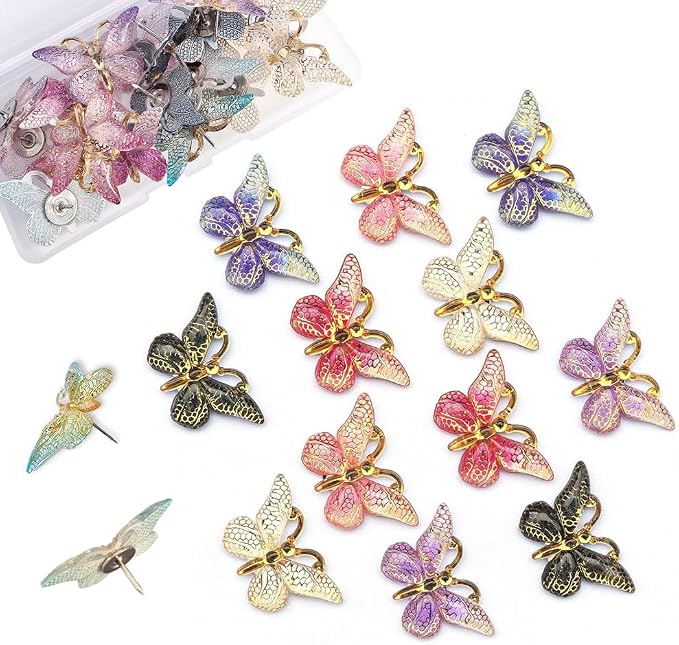 18pcs Decorative Cute Push Pins Butterfly Thumbtacks Thumb Tacks Pushpins by Aoxsie