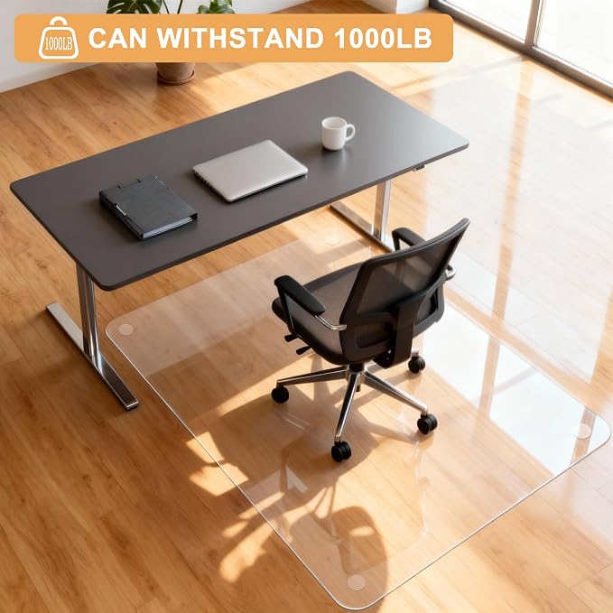 Azadx Tempered Glass Chair Mat for Carpet 32" x 48" Heavy Duty Office Chair Mat - Image 9