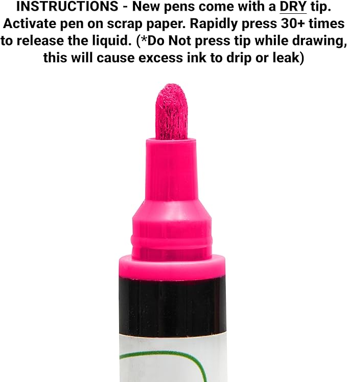 Glass Pen Window Marker: Liquid Chalk Pens for Glass, Whiteboard Markers with Washable Paint - Graduation, Car Windows, Mirror Pen, Storefront, Wedding, Parade, Party & Holiday (Pink, Fine Tip)-DeskLoop Office