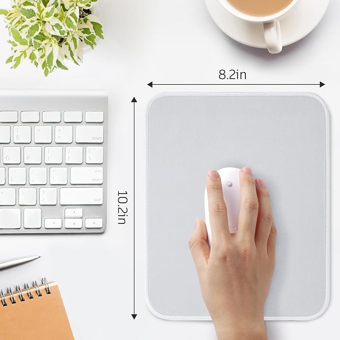 White Mouse Pad, Nice and Cute Mouse Pad, Splash-Proof Textured 10.2 x 8.2Inch - Image 3