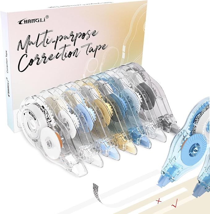CHANGLi White Correction Tape, Secure Correction Tapes, 90° Rotating Tip by CHANGLi