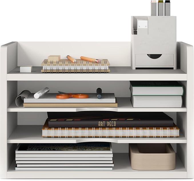 Ballucci File Organizer, 4-Tier Office Desk Organizer, Open Top Wood Paper - Image 8