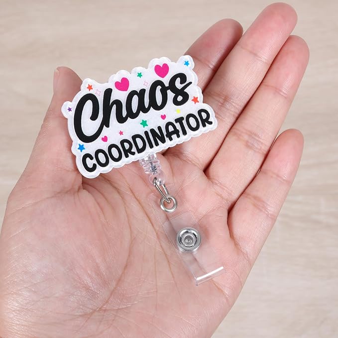 Chaos Coordinator Funny Nurse Badge Reel, Cute Coffee Lovers Retractable ID - Image 4