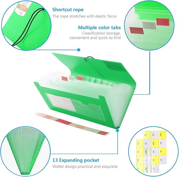 4 Pack 13 Pockets Receipt Organizer, Small Expanding File Foder - Image 4