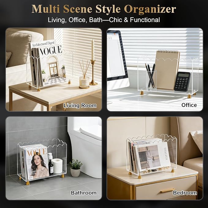 Acrylic Magazine Holder, Magazine Rack Floor, Crystal Clear Stylish Organizer - Image 4