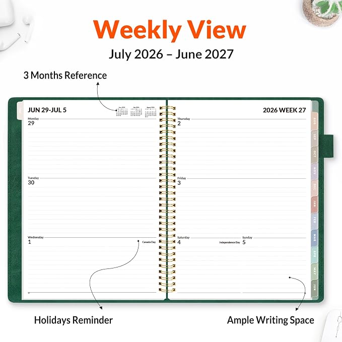 SUNEE 2026-2027 Weekly & Monthly Planner 9"x11.2" - Image 3