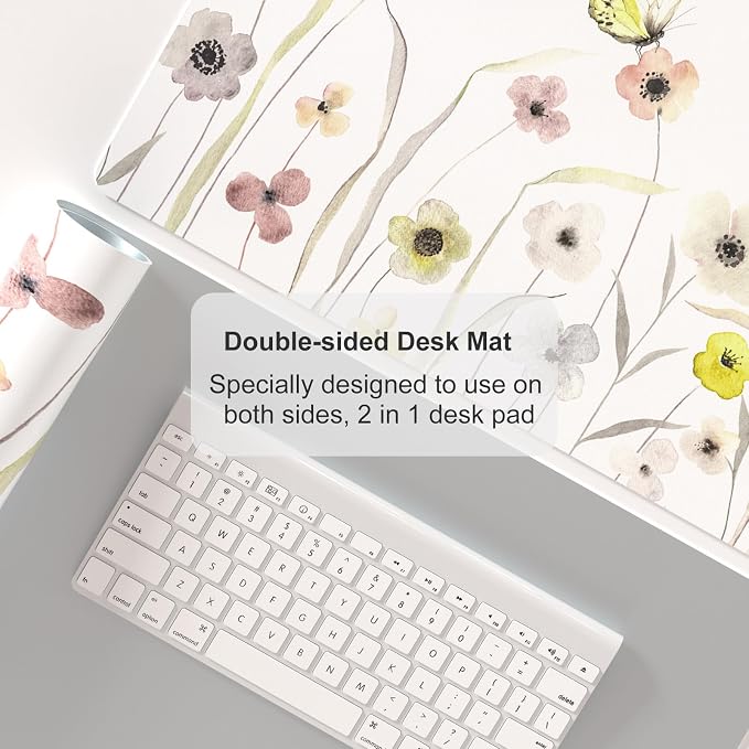 Colorful Star Large Mouse Pad, Watercolor Floral Desk Mat Office Supplies - Image 4