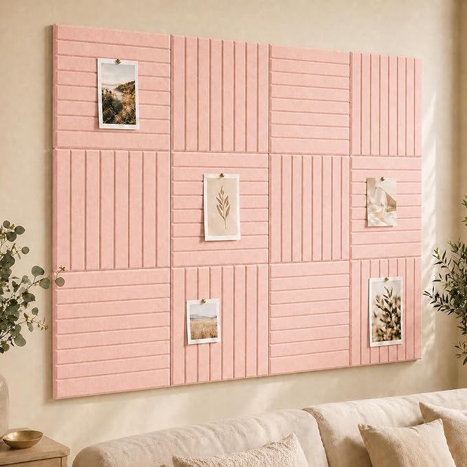 Stripe Felt Bulletin Board Tiles, Cork Board Alternative 48 x 36 in | 0.35 in by CreateYourIdealSpace