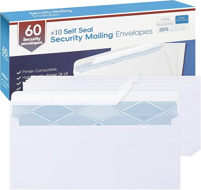 Yeplan 60PCS #10 Envelopes Letter Size Self Seal Business Envelopes No Window by Yeplan
