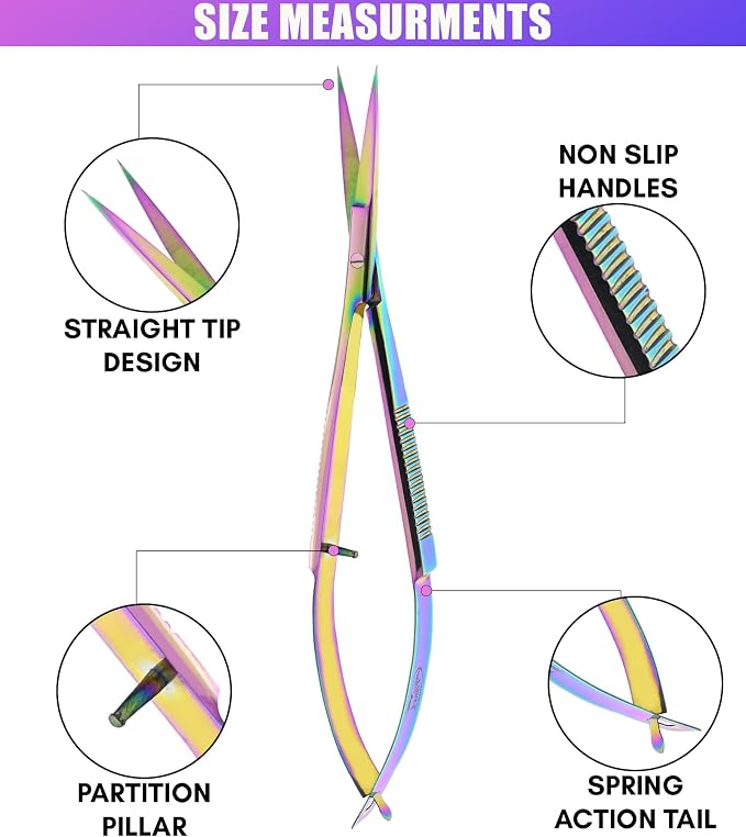 Cross Edge Spring Scissors 5 Inch straight Stainless Steel Precision Eyebrow & - Image 6