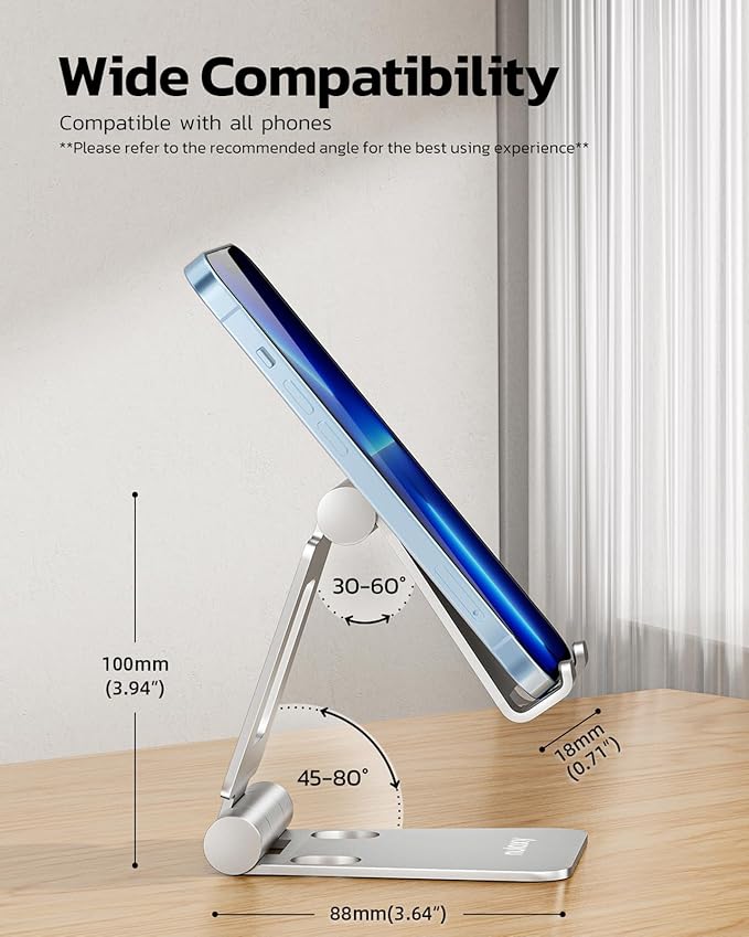 Nulaxy 2 Pack Dual Folding Cell Phone Stand, Fully Adjustable Foldable Desktop - Image 3