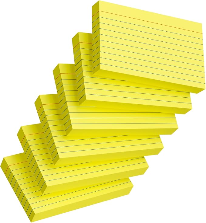 Index Cards 3x5 Inch, Flash Cards, Ruled Lined Yellow Note Cards Paper by Ciphyfee