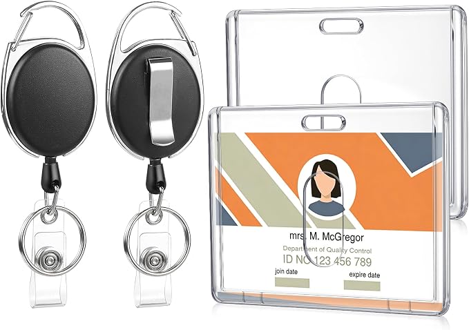 2 Set Badge Holder Retractable Clip Heavy Duty Badge Reel by BESARME