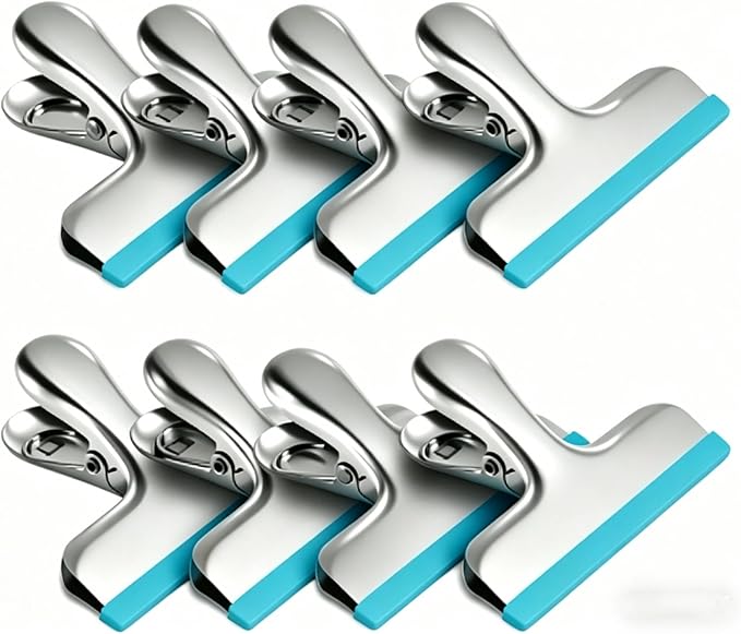 HOUSE AGAIN 8 Pack Stainless Steel Chip Bag Clips Covered by HOUSEAGAIN
