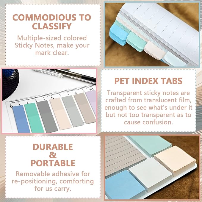 Sticky Notes Set 920 Pack, Divider Sticky Notes Tabs, Office Supplies, Planner - Image 3