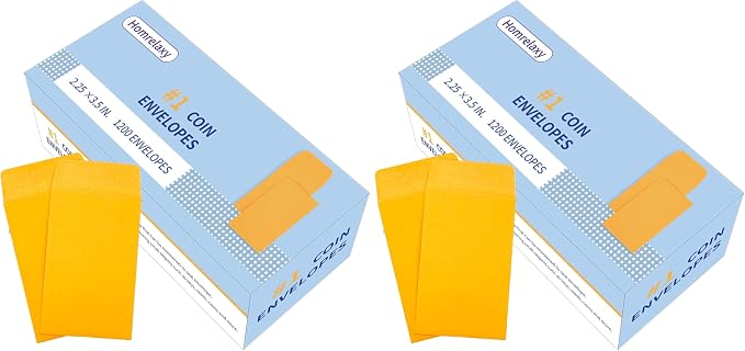 Homrelaxy #1 1200 Pcs Small Coin Envelopes 2.25" x 3.5" by Unknown