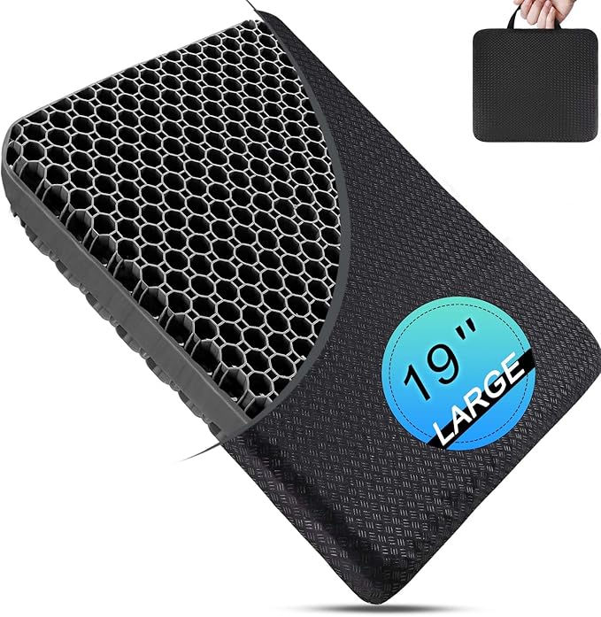Seat Cushion, Gel Seat Cushion for Long Sitting– Back, Sciatica, Tailbone Pain Relief Pad, 19in Seat Pad for Car, Office Chair, Wheelchair, Soft Support for Long Trips-DeskLoop Office