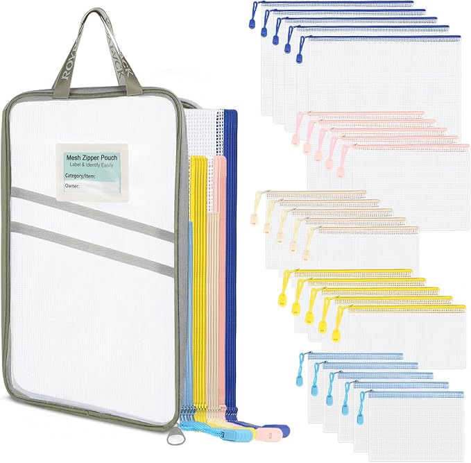 25 Pack PVC Mesh Zipper Pouches by ROYPACKStorageSolutions