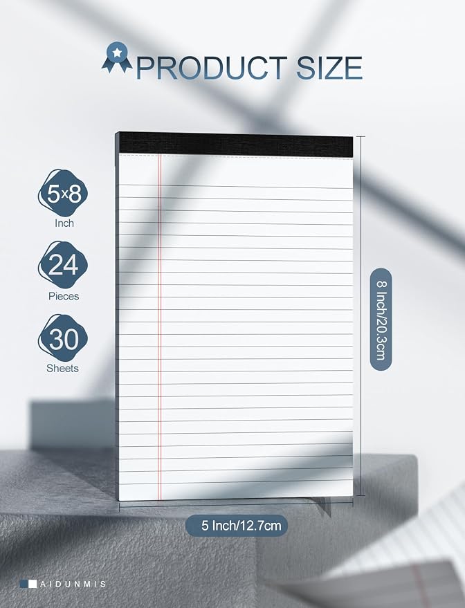 24 Pack Small Legal Pads 5x8 White Note Pads 5x8 College Ruled Paper Tablets - Image 2