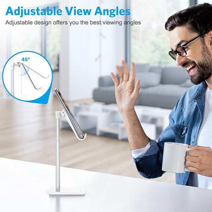 OMOTON Cell Phone Stand, Adjustable Angle Height Desk Phone Dock Holder - Image 8