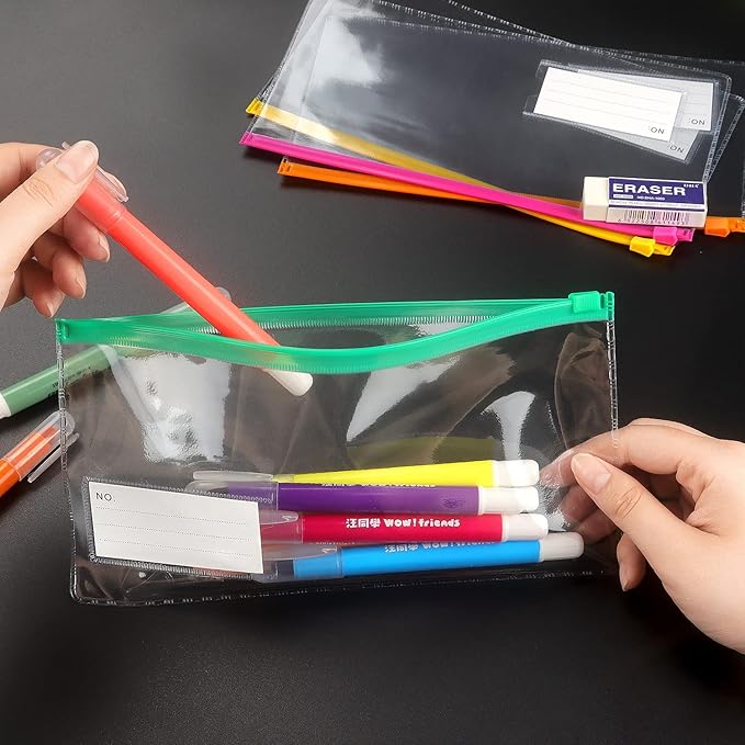Tamaki 10 Pack Zipper Plastic Envelopes, Small Pencil Pounch, 9 x 4.7 Inch | - Image 7