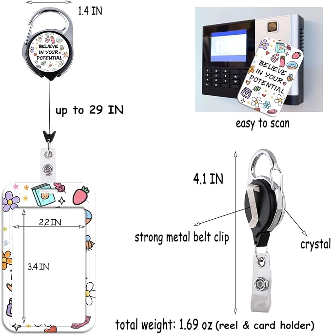 Quote ID Badge Holder Cute Flowers Retractable Badge Holder Reel - Image 5