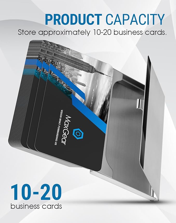 MaxGear Stainless Steel Business Card Holder, Slim Card Case, Buckle Closure - Image 3