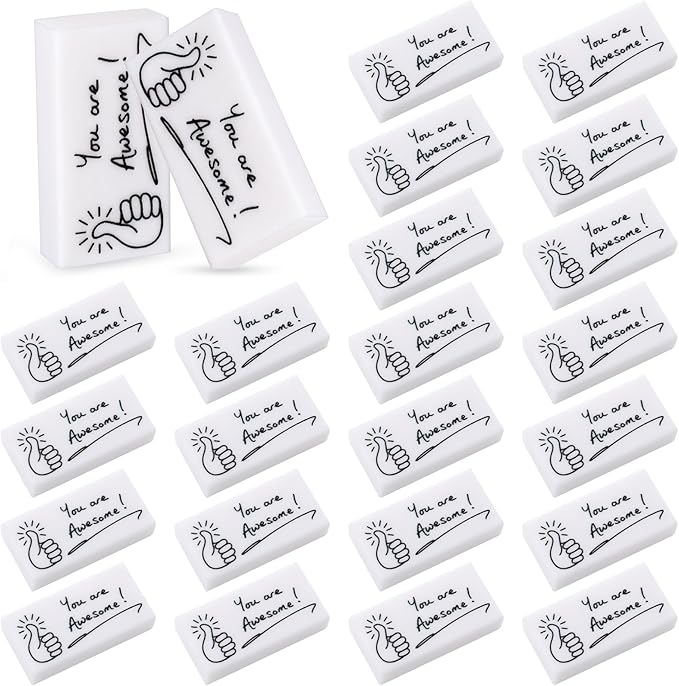 Fuutreo 50 Pcs Welcome Back to School Gifts for Students Inspirational Pencil Erasers Bulk You are Awesome White Cute Fun Erasers First Day of School Gifts Classroom Prizes from Teachers-DeskLoop Office