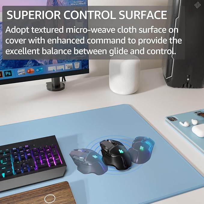 KTRIO Large Gaming Mouse Pad, Desk Mat, 31.5 x 15.7 in, Ice Blue, XXL | Smooth - Image 2