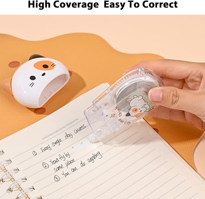 2Pcs Cute Cat White Correction Tape Kawaii Extra-Long Correction Tape – 98ft - Image 4