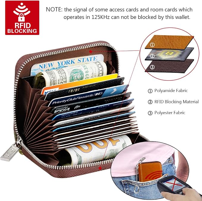 FurArt Zipper Wallet Women, RFID Blocking Credit Card Wallet, Business Card - Image 5