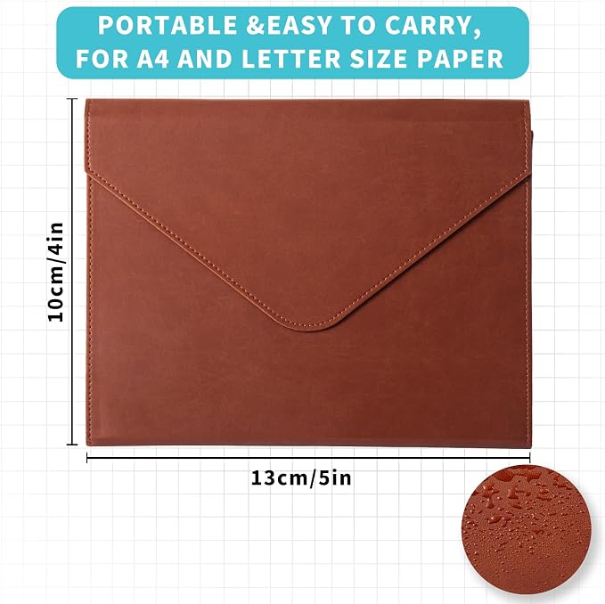 PU Leather Heavy-Duty Expanding File Folder, A5/US Letter Size Document - Image 4