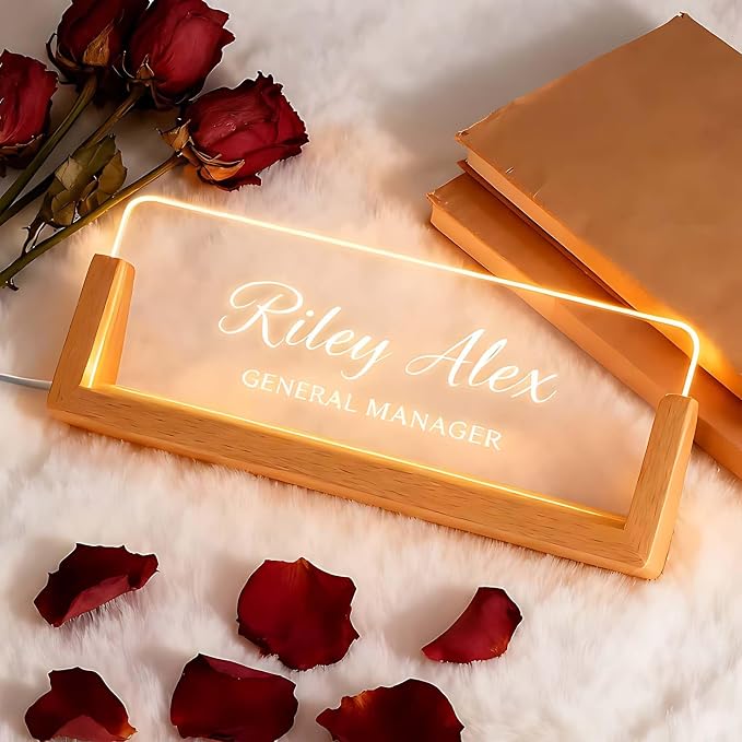 Custom Name Plate for Desk, Personalized Light Up Acrylic Desk Name Plate - Image 2