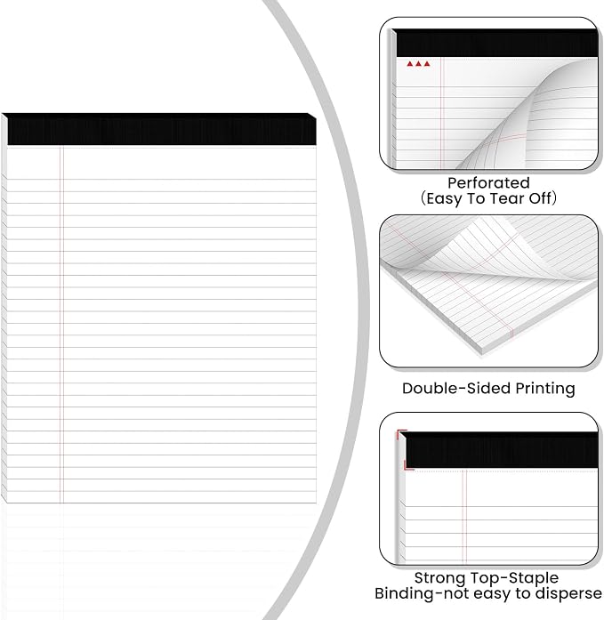 12pcs Legal Pads 8.5 x 11, Notepads 8.5 x 11 Inch, 30 Sheets/Pack, Perforate - Image 3