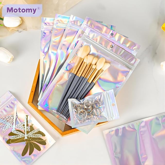 100Pcs Holographic Packaging Bags, 2.7x3.9 inch Resealable Foil Pouch Mylar - Image 3