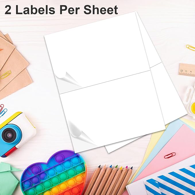 1000 Half Sheet Self Adhesive Shipping Labels, 8.5" x 5.5" Address Labels - Image 2